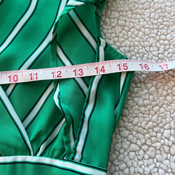 Monteau Green and White Stripe Summer Dress Small - Picture 10 of 12